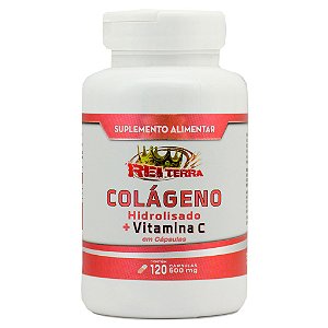 Colágeno Hidrolisado + Vitamina C 500mg 120 Cápsulas- Rei Terra