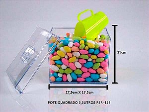 Pote Quadrado Plástico Cx C/ 12 Pç de 3,3 LT