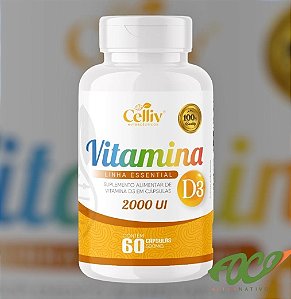 Vitamina D3 2000 UI 500mg 60 Cápsulas - Celliv
