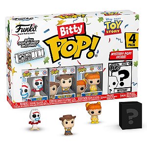 Funko Pop Bitty Disney Toy Story Forky, Woody, Gabby e um mistério 4 Pack