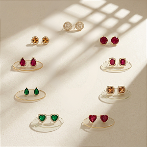 BRINCOS DE ZIRCONIAS COLORS E WHITE