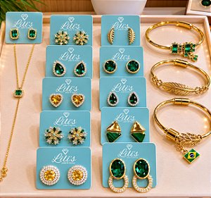 Brincos e Aneizinhos Essência Brasileira 🇧🇷💎 Peças exclusivas que unem elegância, cor e personalidade. Escolha o modelo que combina com você e brilhe com a energia do Brasil! ✨