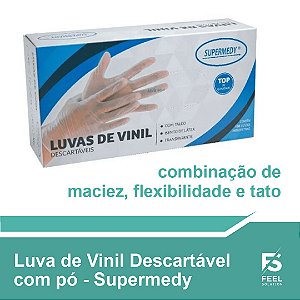 LUVAS DE VINIL DESCARTÁVEIS COM TALCO - SUPERMEDY