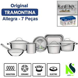 Jogo de Panelas Tramontina Solar ou Allegra 5, 6 ou 7 Peças Inox nobre