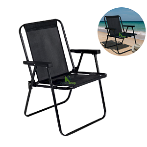 Cadeira De Praia Alta Mor em Aço Suporta Até 110kg