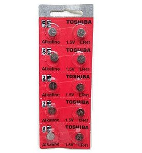 BATERIA LR41  - 1,5V CARTELA COM 10 UNIDADES TOSHIBA