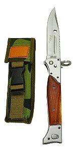 Canivete Baioneta Ak-47 CCCP Automático Cabo Madeira 13CM INOX