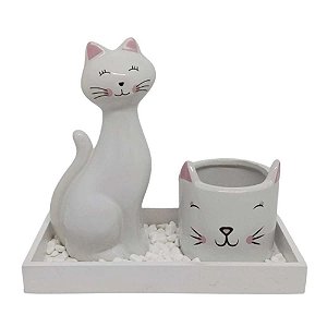 JOGO DE ENFEITE GATINHO CERAMICA