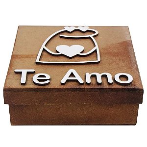CAIXA BONECO EU TE AMO 15X15CM MADEIRA