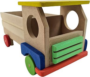 Caminhão Carroceria de Madeira Educativo Brinquedo Pedagógico