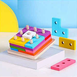 ENCAIXE DIVERTIDO FORMAS E CORES TETRIS MDF