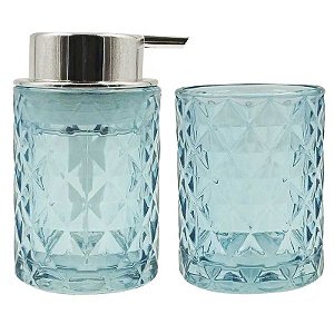 KIT BANHEIRO 2PC TURQUESA VIDRO