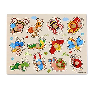 BRINQUEDO EDUCATIVO ENCAIXE DIVERTIDO COM PINOS EM MDF  INSETOS