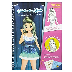 LIVRO ESTRELA FASHION  COLORIR & ESTENCIL ESTUDIO DE MODA
