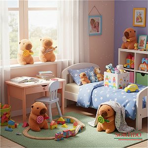 CAPIVARA PELÚCIA 20 CM COM ACESSÓRIO