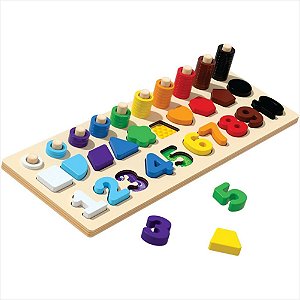 Tabuleiro Sensorial Montessori Brinquedo Encaixe Madeira