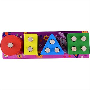 ENCAIXE DIVERTIDO DISNEY  FORMAS E CORES 17PC MDF UN MINNIE