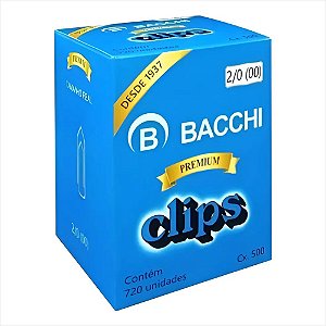 CLIPS N 2/0 OU 00 GALVANIZADO 720 un PREMIUM 500 GR  BACCHI