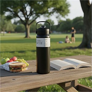 GARRAFA TERMICA 700ML PRETA INOX