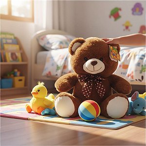 Urso de Pelúcia Decorativo 30cm em Poliéster Fizzy