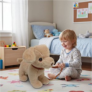 Cachorro de Pelucia 25cm com guia