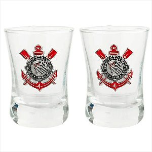 Jogo De Copos Shot Corinthians 2 Peças 50ml em Vidro Oficial