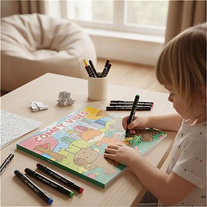 LIVRO COLORIR COZY VIBES 4 CANETASQ