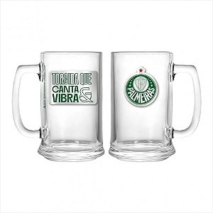 Caneca de Vidro para Cerveja Palmeiras 420 ml Placa Metal
