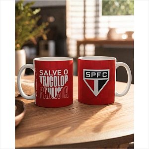 Caneca de Cerâmica Reta 300ml São Paulo FC  Tricolor Oficial