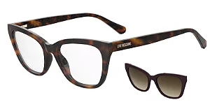 Armação Óculos Grau Clipon Love Moschino Mol071cs Havana 53