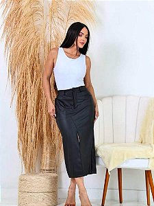 Saia Midi Cirrê com fenda