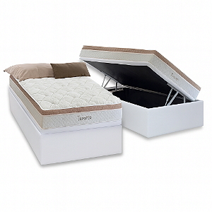 Conjunto: Box com Baú + Colchão Herval Toronto - Molas ensacadas - Solteiro 88x188x68