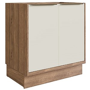 BALCÃO 80 CM COZINHA MODULAR ÈDEZ UNE - 100% MDF - 2 PORTAS, 1 PRATELEIRA - OFF WHITE