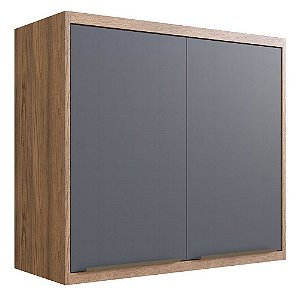 Aéreo Cozinha Modular 80 cm - 100% MDF Édez Une, 2 Portas, 1 Prateleira - Louro Freijó e Porta Grafite