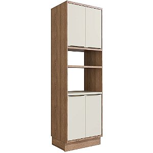 COLUNA COZINHA MODULAR ÈDEZ UNE - 100% MDF - 4 PORTAS, 1 PRATELEIRA - LOURO FREIJÓ E OFF WHITE