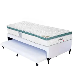 Conjunto: Box com auxiliar Herval e colchão de molas ensacadas Meditare - Solteirão 96x203x67