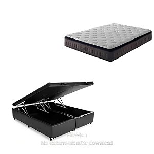 conjunto: box com baú + colchão Anjos Cripton - molas ensacadas queen 158X198X76