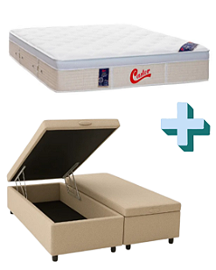 CONJUNTO: BOX BAÚ + COLCHÃO CASTOR GOLD STAR VITAGEL - MOLAS ENSACADAS TAMANHO QUEEN 158 X 198 X 78