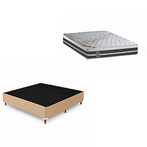 CONJUNTO: BOX + COLCHÃO CASTOR - PREMIUM - MOLAS TECNOPEDIC TAMANHO VIUVA 128X188 X 68