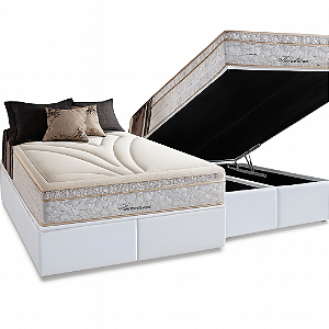 Conjunto: Box com Baú + Colchão American - Molas Maxspring - Queen 158X198X79