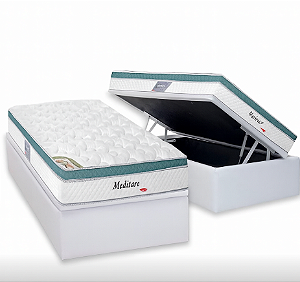 Conjunto: Box com Baú + Colchão Meditare Solteiro 88x188x68
