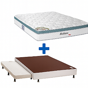 Conjunto: Box com Auxiliar + Colchão Molas Ensacadas - Herval - Meditare  Solteiro 88x188x67