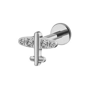 Piercing Avião Cravejado - Titânio