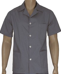 Jaleco de Brim Aberto Manga Curta