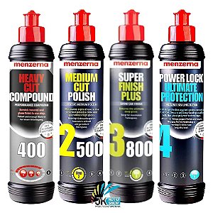 KIT DE POLIMENTO - HEAVY CUT, MEDIUM CUT, SUPER FINISH E POWER LOCK 250ML - MENZERNA