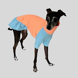 VESTIDO DE GALGO UV LARANJA E AZUL