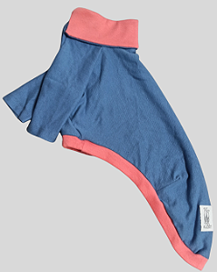 CAMISETA DE GALGO PIQ POLO AZUL E SALMAO