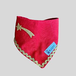 BANDANA DE GALGO NATAL VERMELHO ESTRELA DOURADA
