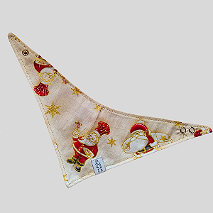 BANDANA DE GALGO NATAL NOEL VERMELHO CONTORNO DOURADO