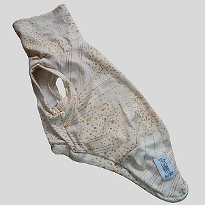 REGATA DE GALGO ANO NOVO BEGE ESTRELA LARANJA E POA DOURADO